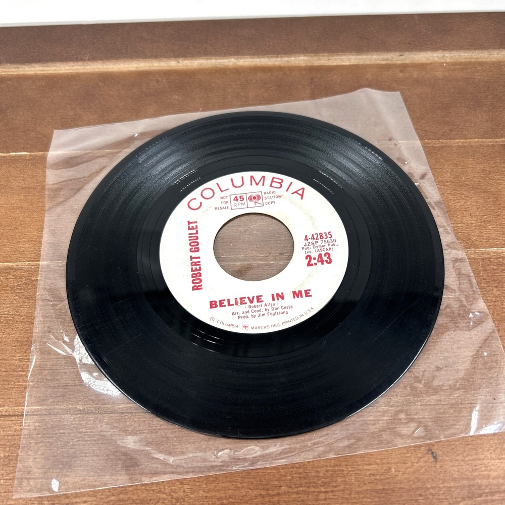Robert Goulet, Believe In Me / How Very Special You Are 7" Vinyl Record Columbia